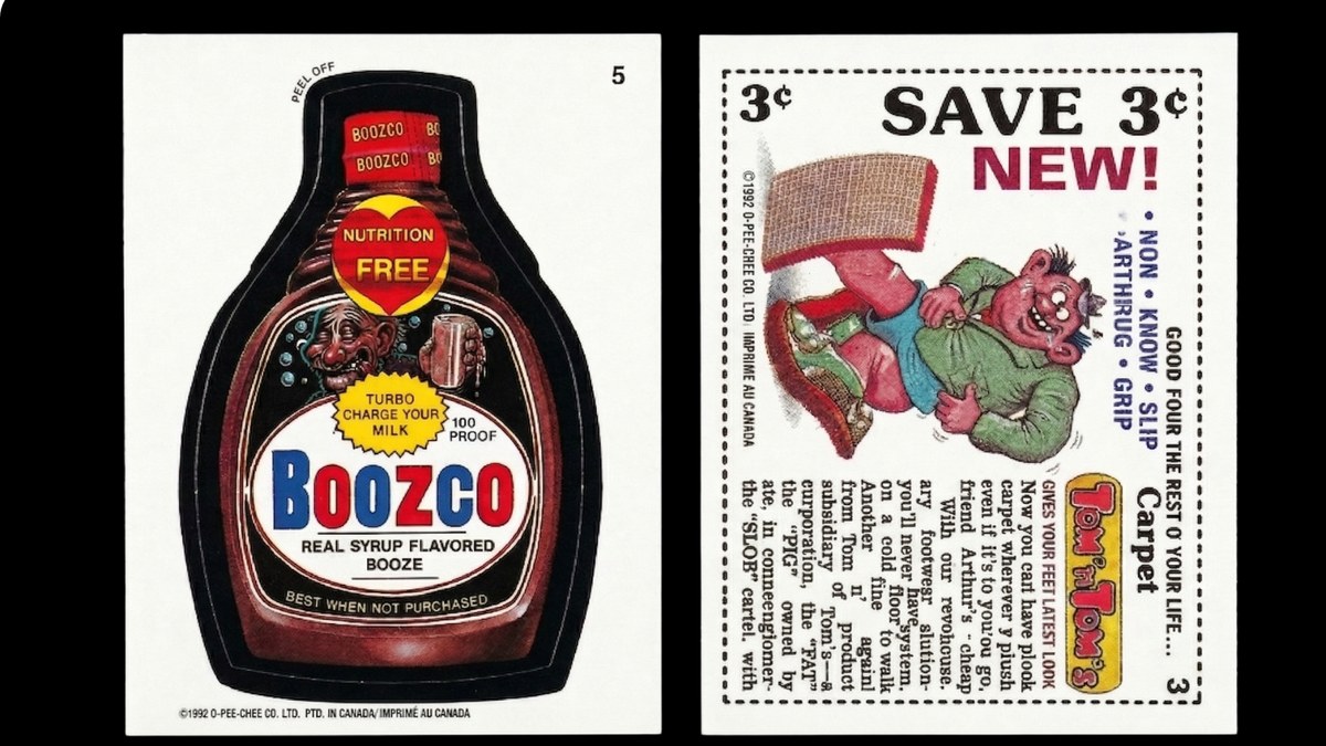 Boozco sticker shown front and back in Excellent condition — minor softening at the corners, otherwise clean and presentable.