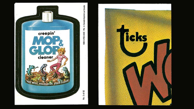 1989 OPC Creepin' Mop & Glop Cleaner sticker with the checklist back showing Series #5 Checklist
